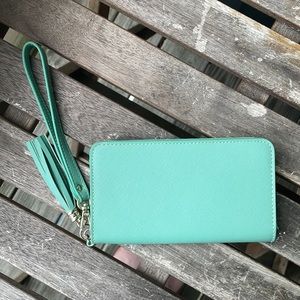Teal Wristlet Wallet + Phone Pocket